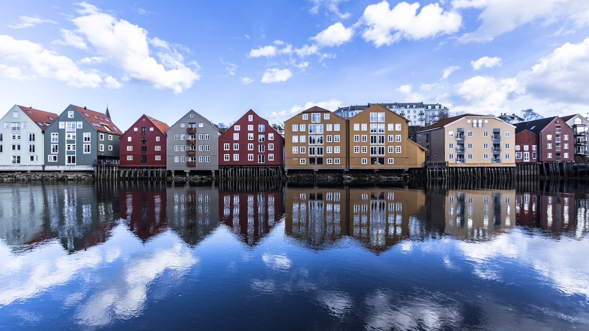 Colors and Travel at | Guide wharfs Trondheim wooden Norway - Bakklandet